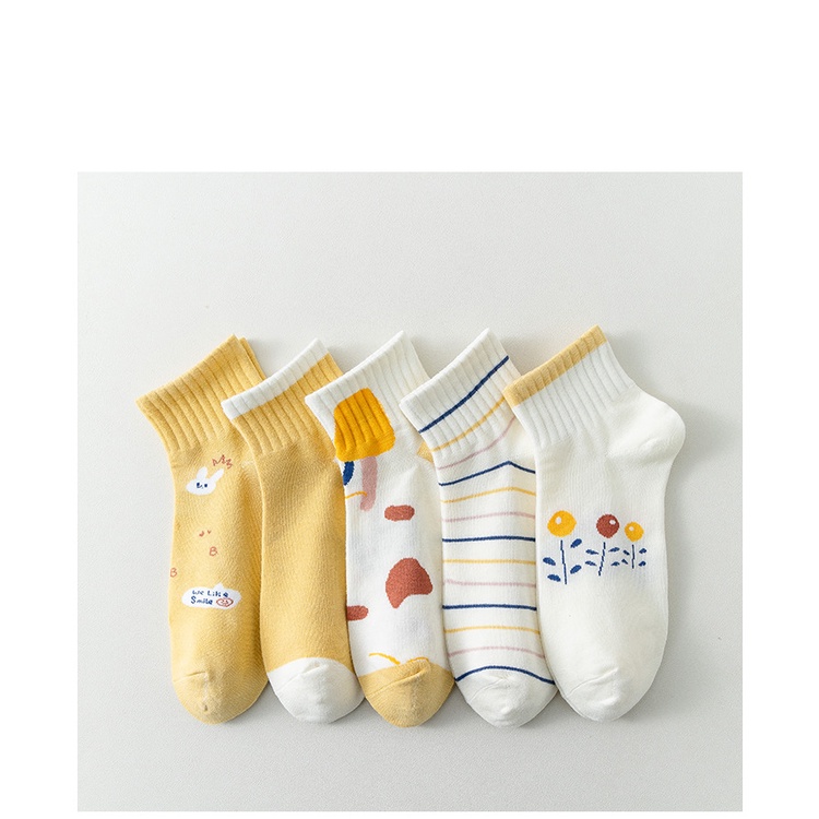 Đôi Vớ Cotton Mỏng Cổ Thuyền Họa Tiết Thỏ Hoạt Hình D802 Dành Cho Nữ