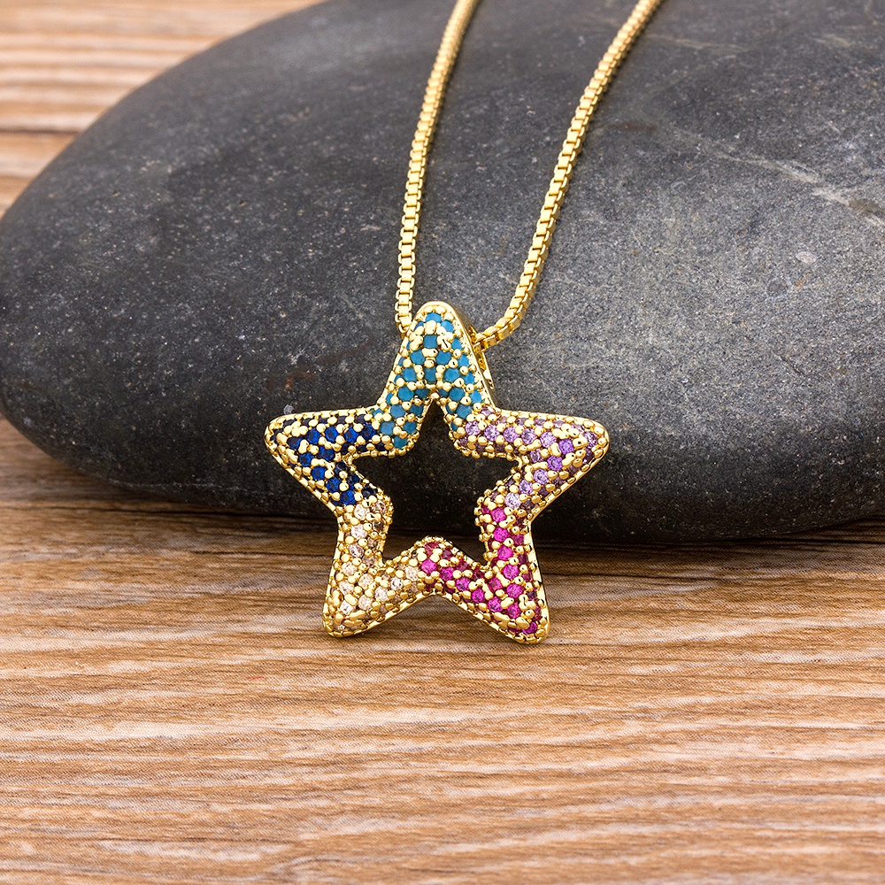Vòng cổ MặT HìNh Ngôi Sao ĐíNh Zircon ThờI Trang Cho Nữ