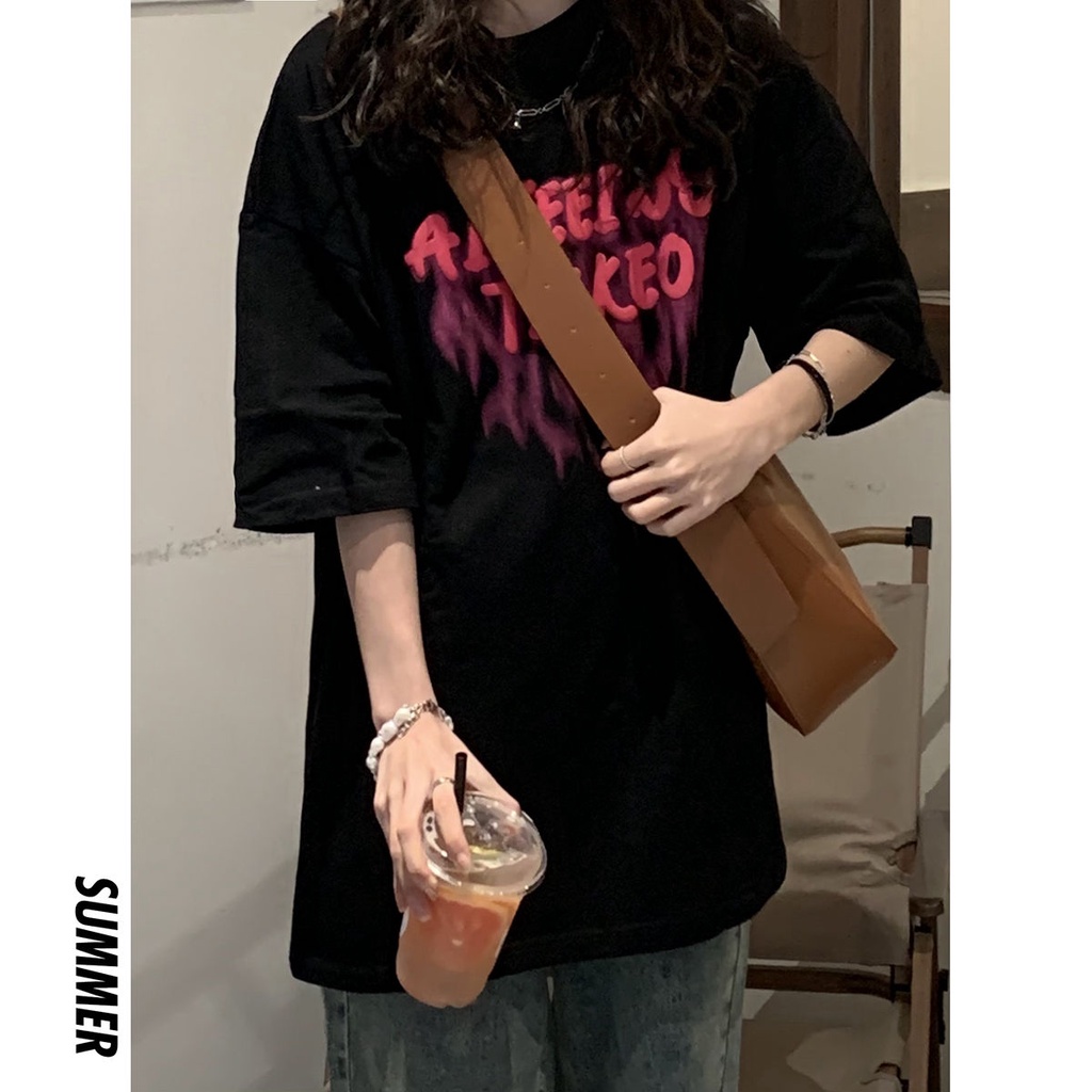 Áo Thun Tay Lỡ Dáng Rộng Phong Cách Đường Phố Thời Trang Mùa Hè Mới Cho Nữ