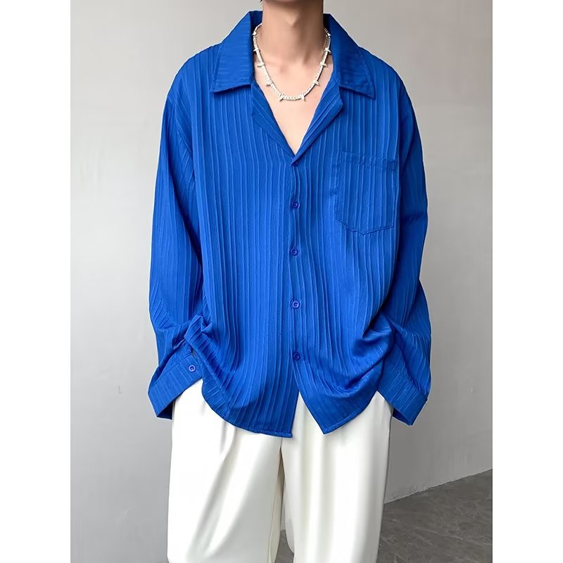 Áo Sơ Mi Tay Dài Dáng Rộng Họa Tiết Kẻ Sọc Phong Cách Hàn Quốc Thời Trang Cho Nam Và Nữ Size S-2XL