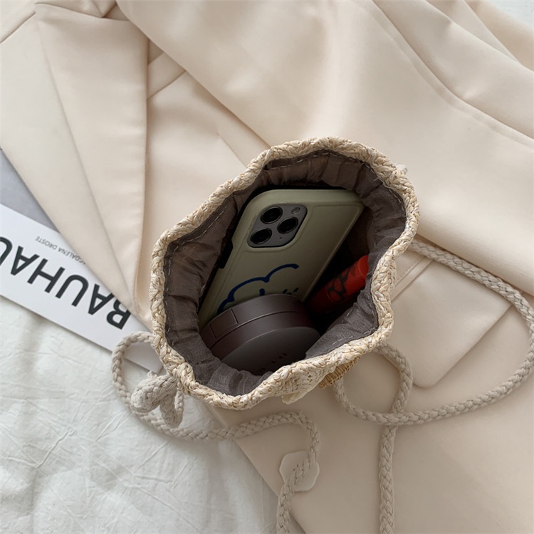 Túi Xách Nữ Túi Cói đan Gọn Phối Hoa Cúc Phong Cách Thời Trang TTF741