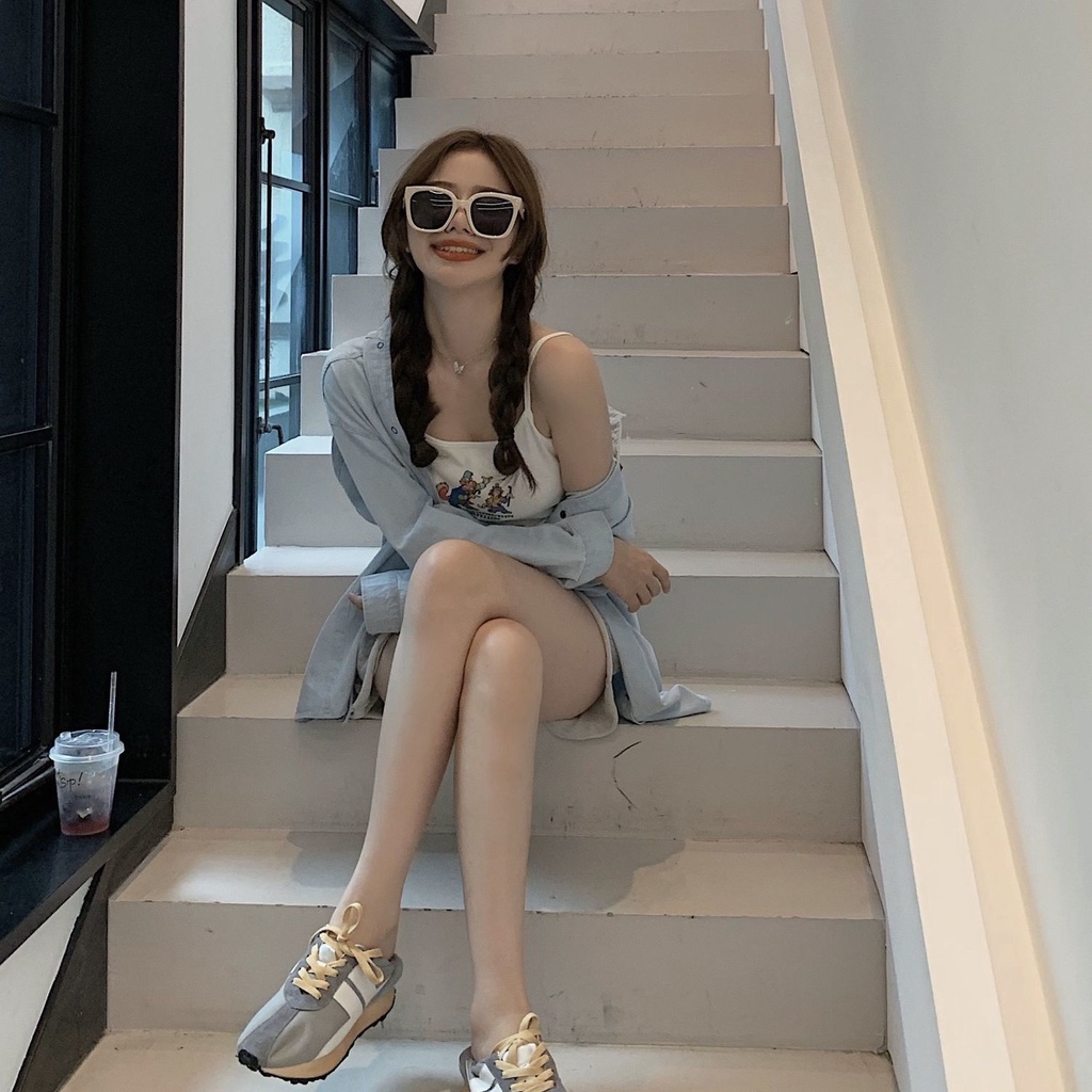 Kính Mát Gọng Vuông Lớn Phong Cách Harajuku Cổ Điển Thời Trang Cho Nữ sunglas