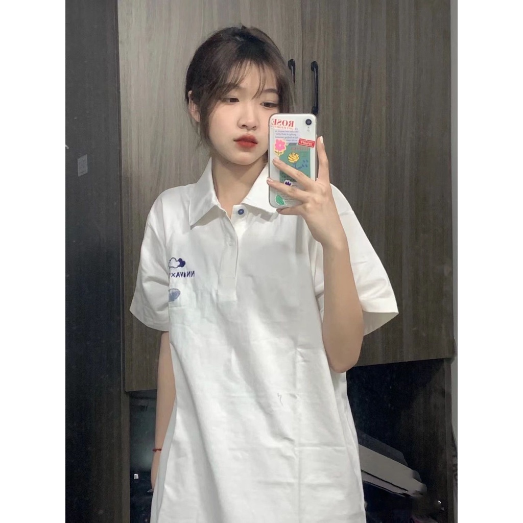 Áo polo Tay Ngắn Dáng Rộng Thiết Kế Mới Thời Trang Mùa Hè Theo Phong Cách Hàn Quốc Cho Nữ