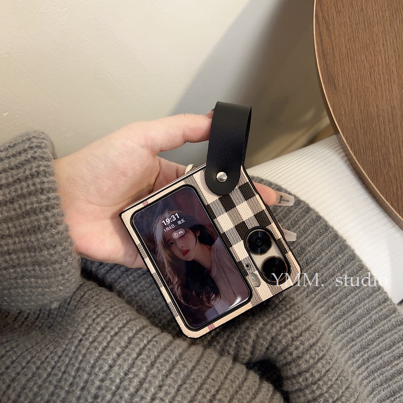Bao Da Điện Thoại Nắp Gập Họa Tiết Kẻ Ô Phong Cách Cổ Điển Dành Cho OPPO Find N2