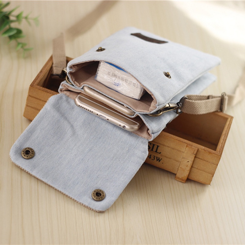 Túi Vải Đeo Chéo Mini Nhiều Ngăn Đựng Điện Thoại Màu Trơn Đơn Giản Thông Dụng Dành Cho Nam Nữ