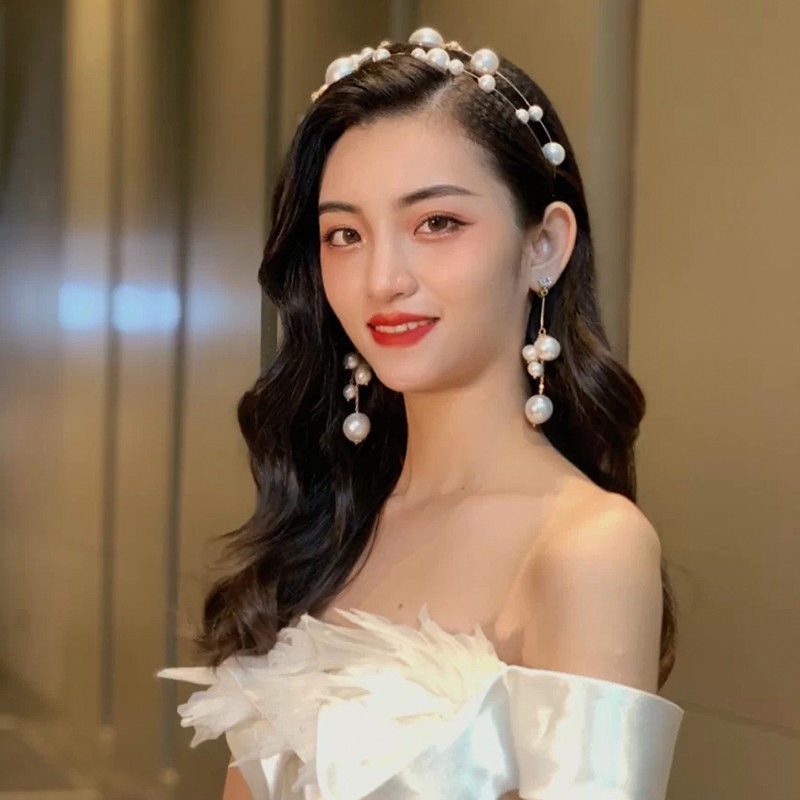 Băng Đô Cài Tóc Đính Hạt Ngọc Trai Và Ngôi Sao Xinh Xắn Cho Cô Dâu