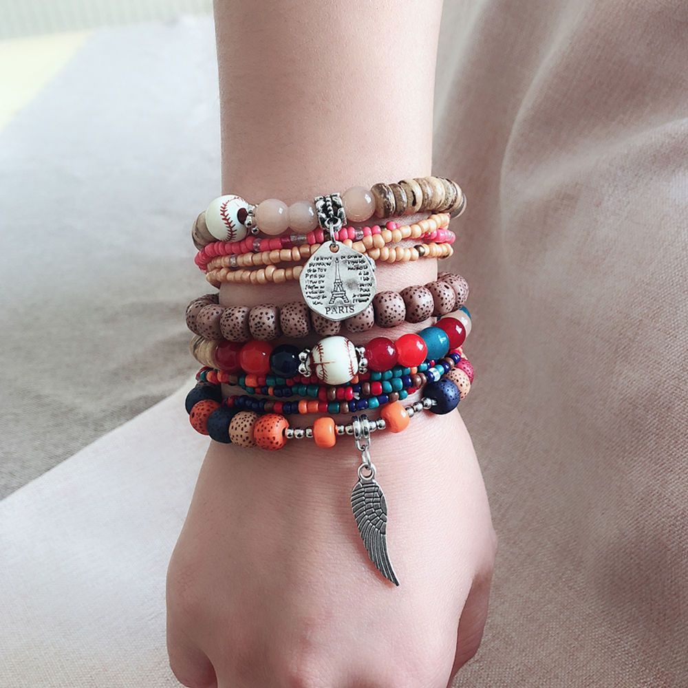 Vòng Tay Nhiều Lớp Xâu Hạt Phong Cách Dân Tộc Bohemian Cổ Điển Thời Trang Cho Nữ