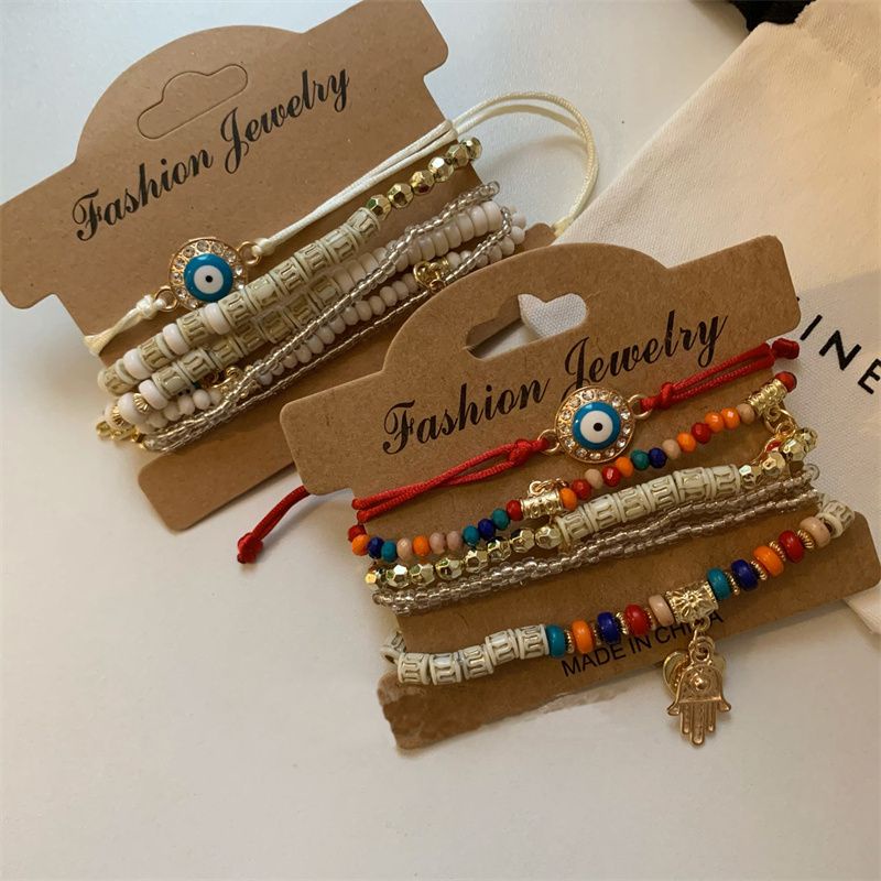 Vòng Đeo Tay Xỏ Hạt Cườm Xỏ Nhiều Lớp Phong Cách Dân Tộc Instagram millet Hình Trái Tim Tình Yêu Thích Hợp Mang Theo com