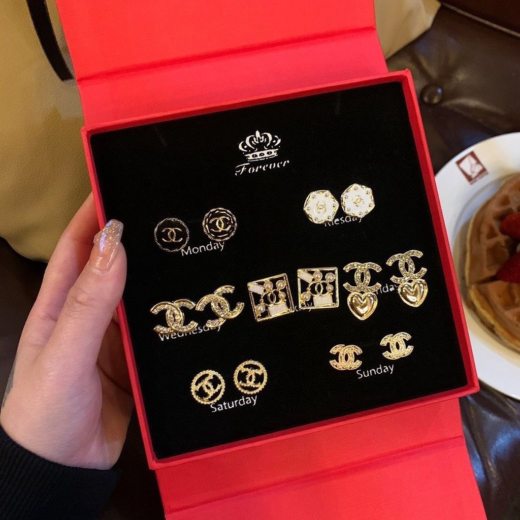 Xiaoxiangfeng Bộ Khuyên Tai Kết Hợp Trang Trí Ngôi Sao Sang Trọng Kết Hợp Làm Quà Tặng Cao Cấp Năm nay s