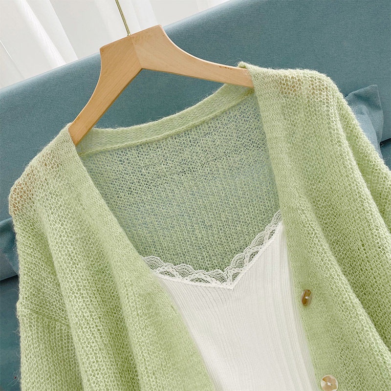 Áo Khoác Cardigan Dệt Kim Tay Dài Thiết Kế Đơn Giản Hợp Thời Trang Cho Nữ