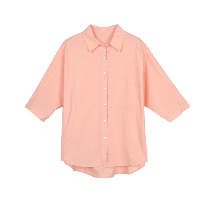Áo Sơ Mi Mỏng Dáng Rộng Màu Hồng Phong Cách Pháp Thời Trang Mùa Hè Xinh Xắn Cho Nữ