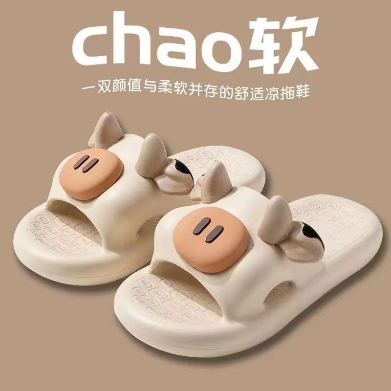 Dép Sandal Đế Mềm Dày Dặn Họa Tiết Bò Sữa Hoạt Hình Dễ Thương Thời Trang Mùa Hè Cho Cặp Đôi