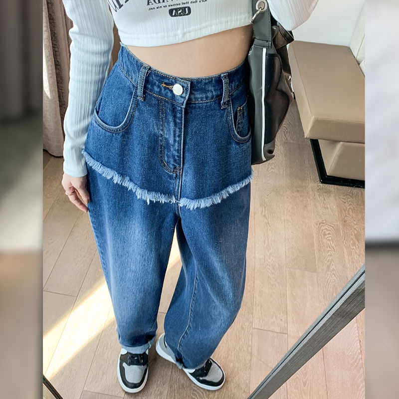 Quần Denim Lưng Cao Dáng Rộng Thiết Kế Mới Năng Động Thời Trang Dành Cho Nữ