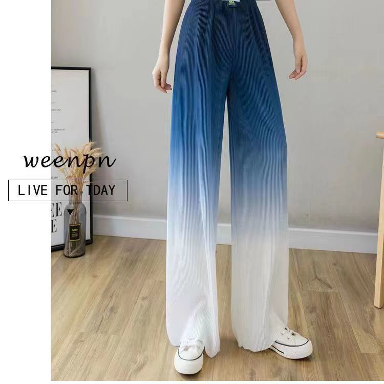 Quần Dài Ống Rộng Bằng Lụa Mát Màu Gradient Phong Cách Mới Dành Cho Nữ