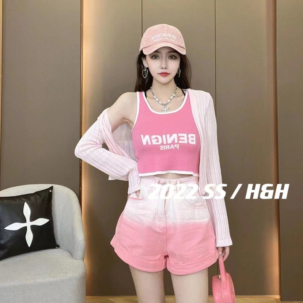 Áo Hai Dây Dệt Kim Màu Trơn In Chữ Phong Cách Hàn Quốc Thời Trang Mùa Hè Hàng Mới 100kg Dành Cho Búp Bê Barbie / Barbiecore