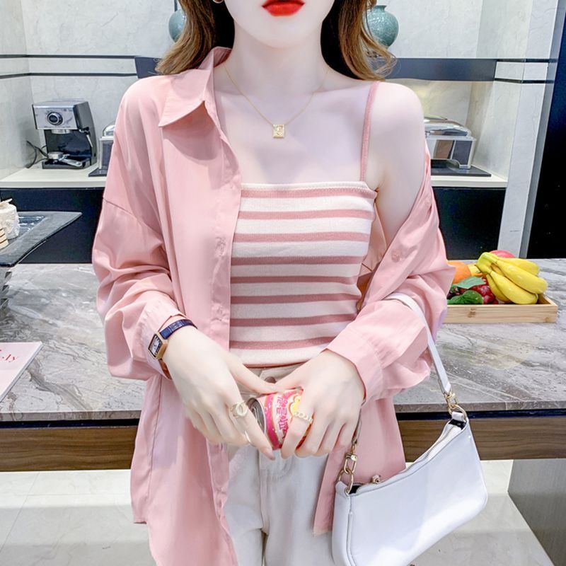 Áo Sơ Mi Tay Dài Dáng Rộng Phong Cách Hàn Quốc Thời Trang Mùa Hè Cho Nữ