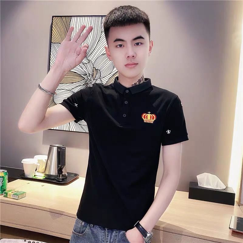 Áo Thun Polo Tay Ngắn Dáng Ôm Thêu Họa Tiết Thời Trang Cho Nam