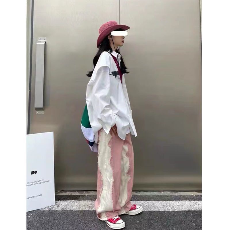 Quần Jean Ống Rộng Lưng Cao Màu Sắc Phù Hợp Cho Đường Phố Mỹ