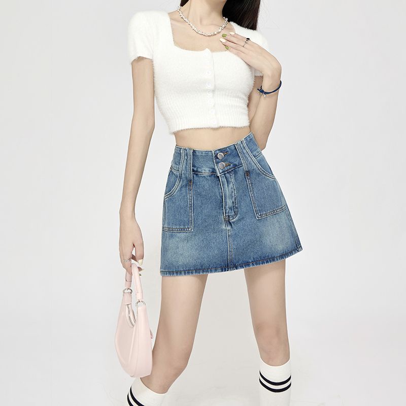 Chân Váy Denim Chữ a Lưng Cao Phong Cách Mỹ Thời Trang Mùa Hè Mới Cho Nữ