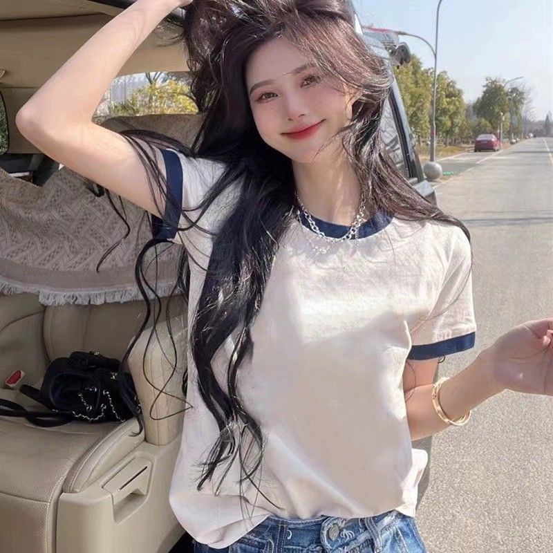 Áo Thun Cotton Mỏng Tay Ngắn Dáng Rộng Màu Trắng Phong Cách Mùa Hè Mới Cho Nữ