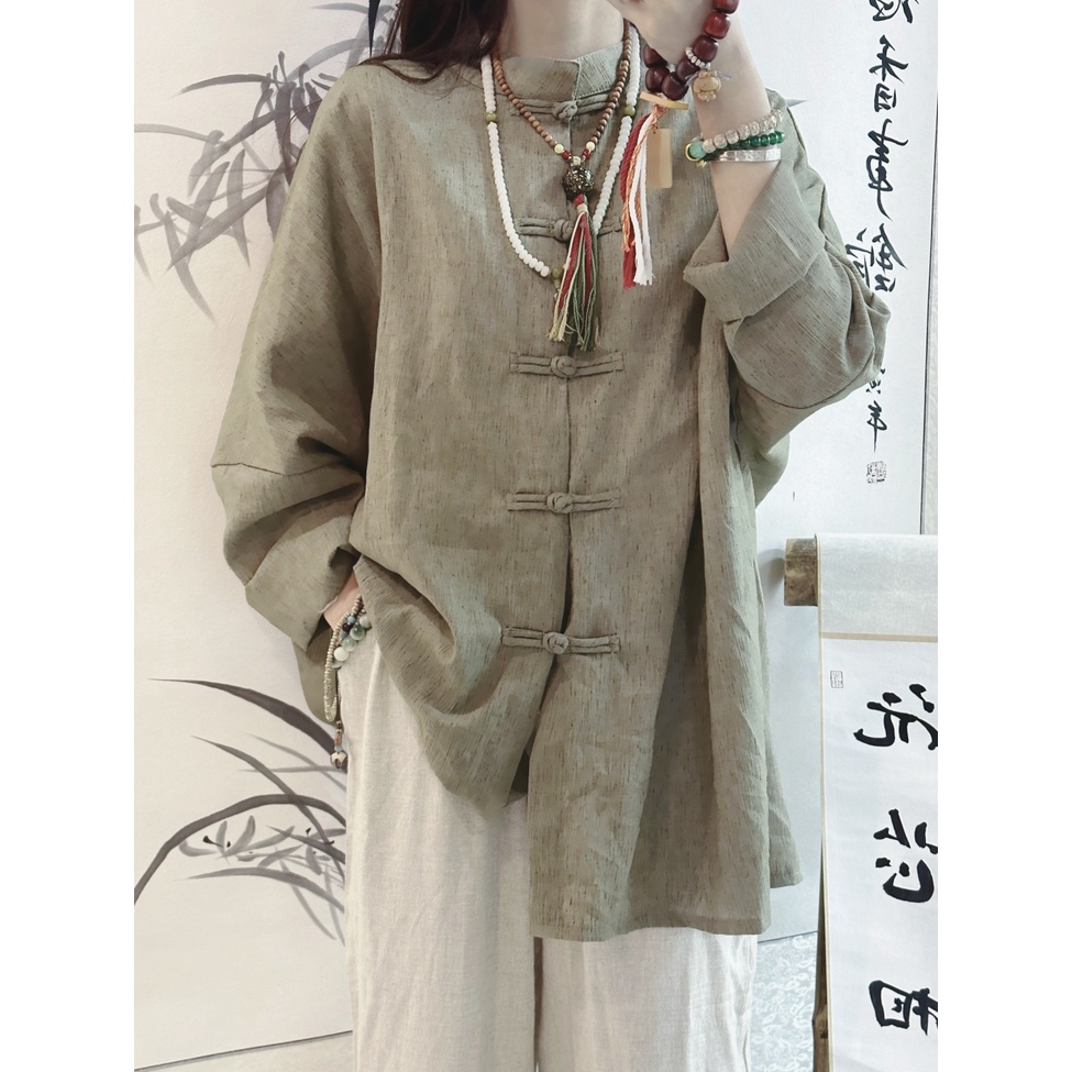 Áo Sơ Mi Dáng Rộng Cài Nút Phong Cách Trung Hoa Cổ Điển Thời Trang Mùa Xuân Hàng Mới Dành Cho Bạn Nữ 7.13