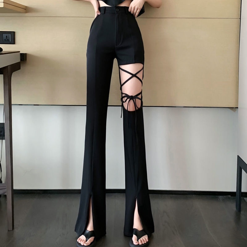 Quần Ống Rộng Xẻ Tà Lưng Cao Mùa Hè Phong Cách Mới Cho Nữ