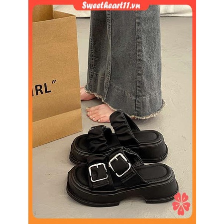 Giày Sandal Đế Dày Tăng Chiều Cao Phong Cách Pháp