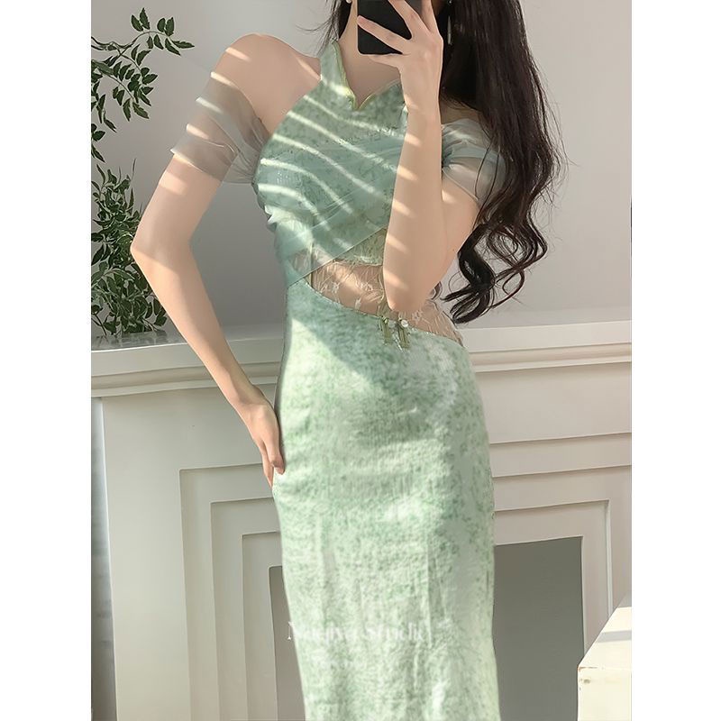 Đầm Sườn Xám Cách Tân Thiết Kế Mới Trung Hoa Cách Tân Siêu Mỏng Cổ Tích Niche [Niche