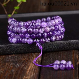 Vòng tay chuỗi 108 hạt đá thạch anh tím tự nhiên thời trang cho cặp đôi
