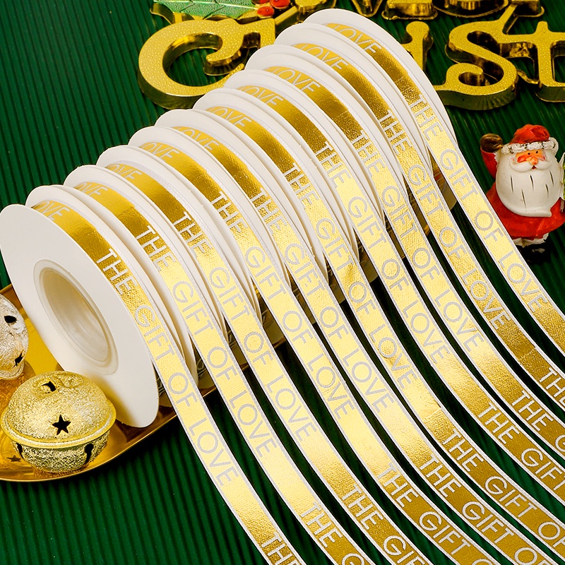 Giáng sinh ruy băng quà tặng hộp quà bao bì màu đỏ xanh lá cây kẻ sọc ruy băng bó hoa tươi trang trí bánh ruy băng nơ diy