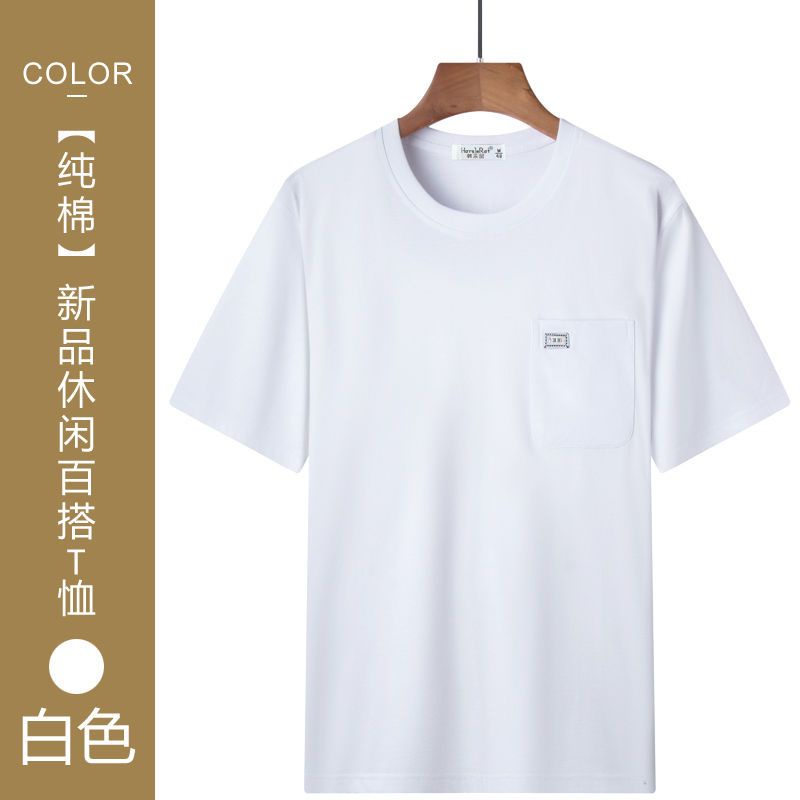 Áo phông ngắn tay nam trung niên và cao tuổi 100% cotton M-3XL áo thường ngày có túi rộng rãi