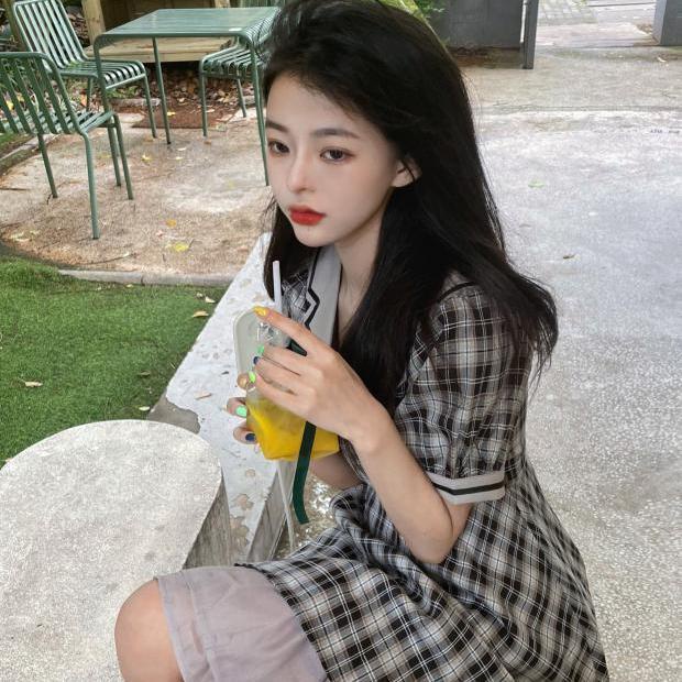 Đầm Ngắn Tay Cổ Thủy Thủ Thắt Nơ Eo Cao Phong Cách Preppy Nhật Bản Mùa Hè Cho Học Sinh