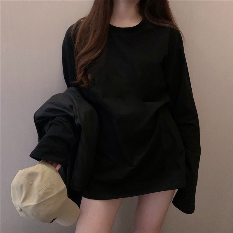 Áo Thun Cotton Trắng Tay Dài Dáng Rộng Giả Nhiều Lớp Thời Trang Xuân Hè 2023