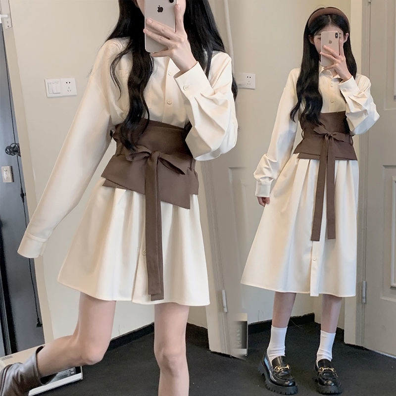 Đầm Sơ Mi Dáng Chữ A Dáng Rộng Phong Cách Hàn Quốc Thanh Lịch Và Ngọt Ngào Thời Trang Mới Dành Cho Bạn Nữ