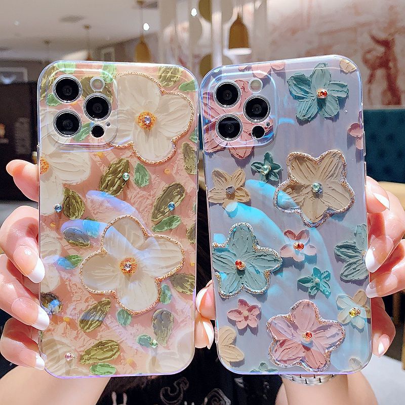 Ốp Điện Thoại Chống Rơi Họa Tiết Tranh Sơn Dầu Vẽ Hoa Đơn Giản Cho Iphone14pro Max 13 12 11 Xr