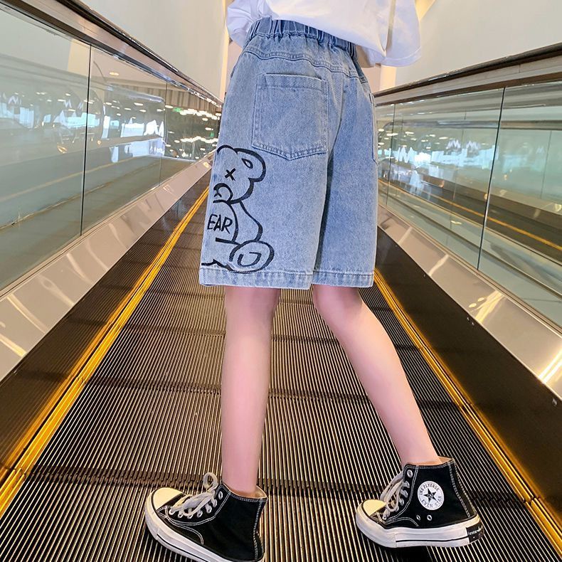 Quần Short Denim Mỏng Dáng Rộng Phong Cách Phương Tây Thời Trang Mùa Hè Dành Cho Bé Gái