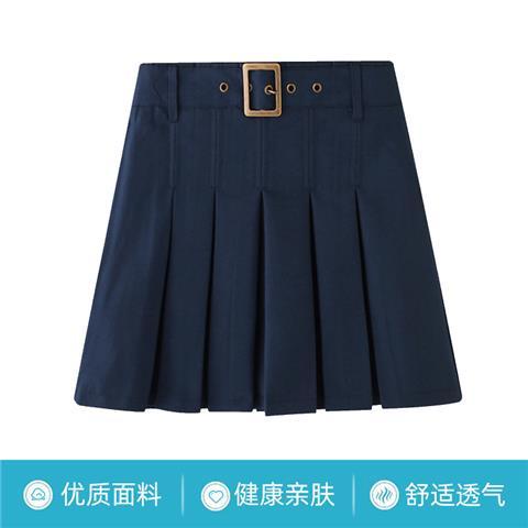 Chân Váy Chữ A Xếp Ly Màu Xanh Navy Đậm Cho Bé Gái