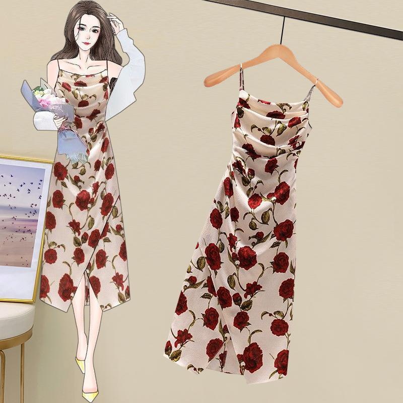 Đầm Voan Hoa Hai Dây Nhấn Eo Thời Trang Cao Cấp Plus Size Cho Nữ❧4.29