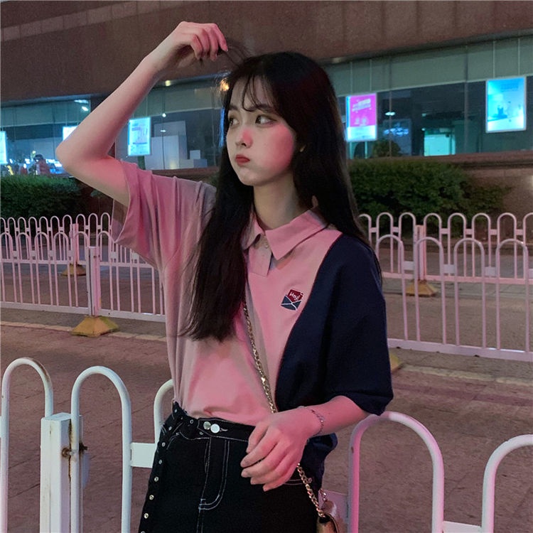 Áo Thun Tay Ngắn Phong Cách Preppy Hàn Quốc Mới Cho Nữ