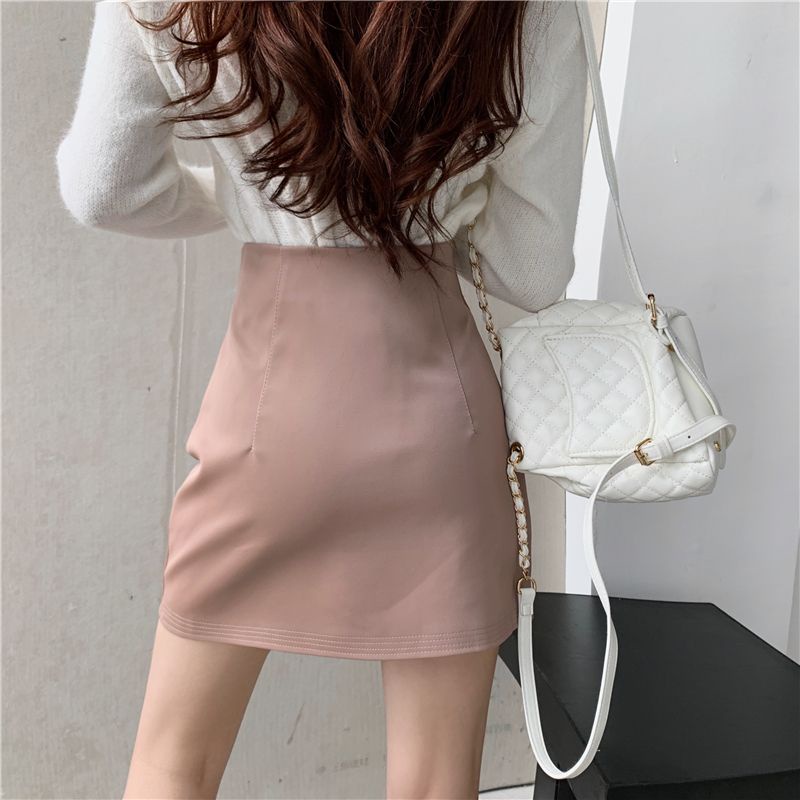 Hot Sale ~ Chân Váy Da Chữ a Lưng Cao Dáng Ôm Phong Cách Mới Dễ Phối Đồ Cho Nữ