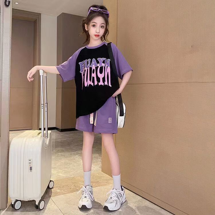 Bộ Đồ Thể Thao Hai Mảnh Gồm Áo Tay Ngắn Và Quần Dài Dáng Rộng Phong Cách Thời Trang Mới 2023 Dành Cho Bé Gái