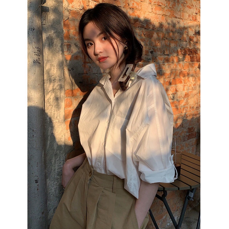 Áo Sơ Mi Mỏng Dáng Rộng Màu Hồng Phong Cách Pháp Thời Trang Mùa Hè Xinh Xắn Cho Nữ