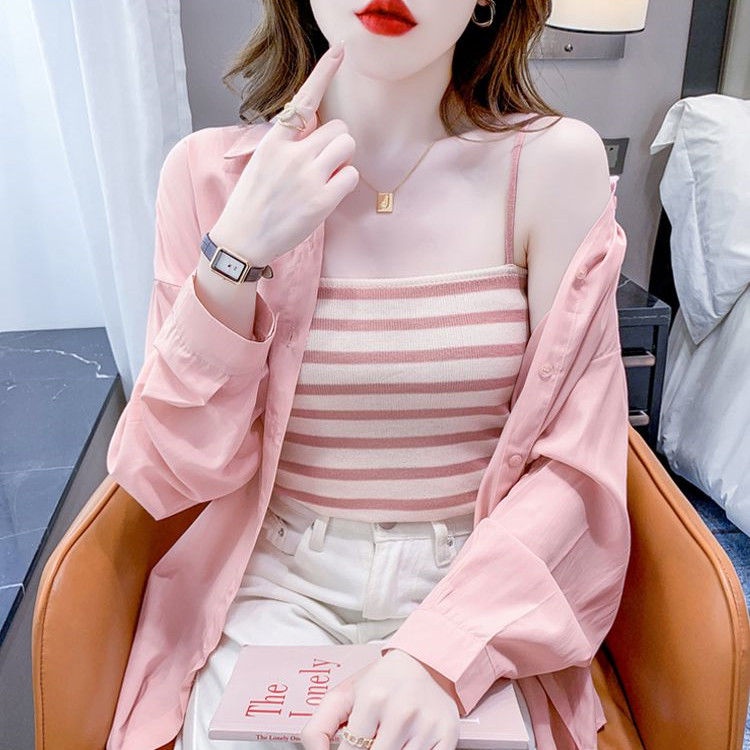 Áo Sơ Mi Tay Dài Dáng Rộng Phong Cách Hàn Quốc Thời Trang Mùa Hè Cho Nữ