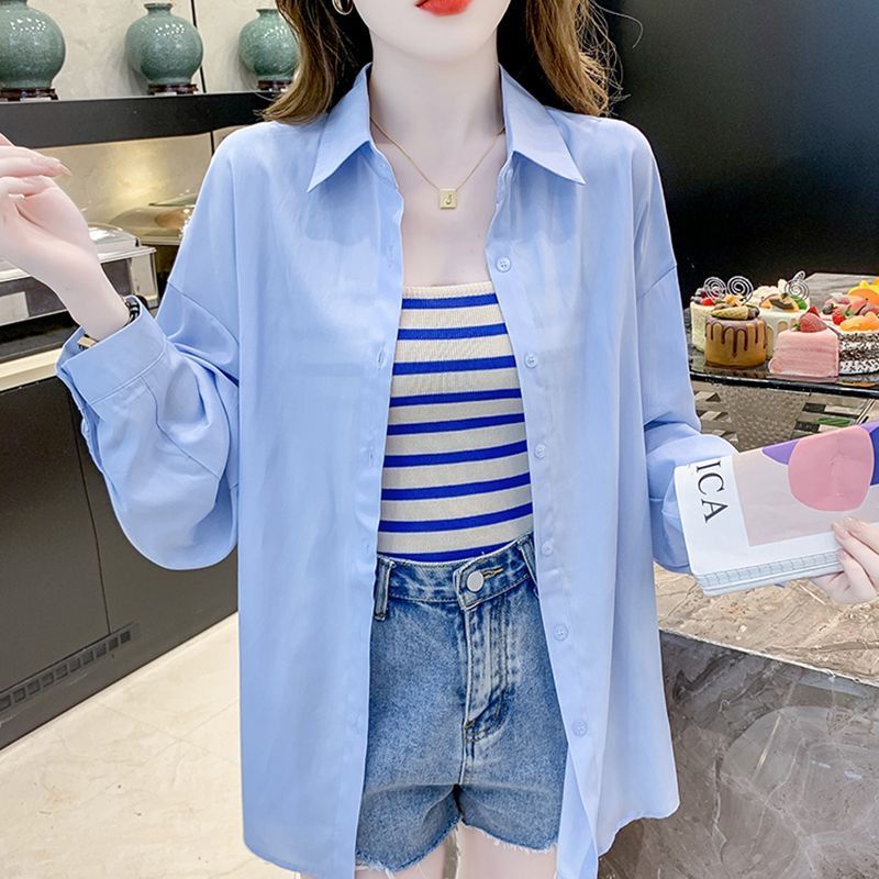 Áo Sơ Mi Tay Dài Dáng Rộng Phong Cách Hàn Quốc Thời Trang Mùa Hè Cho Nữ