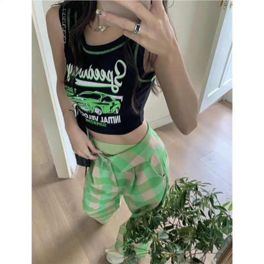 Giảm Giá Hot ~ Áo Ngắn Dáng Ôm Không Tay In Họa Tiết Phong Cách Mới Hợp Thời Trang Cho Nữ