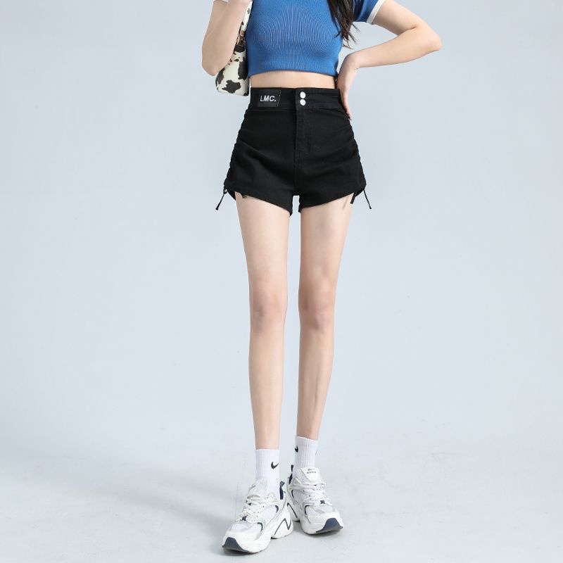 Phong Cách Mới ~ Quần Short Denim Lưng Cao Dáng Chữ a Ống Rộng Phối Dây Rút Thời Trang Mùa Hè Dành Cho Nữ