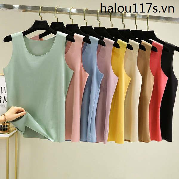 Áo Sát Nách Vải Lụa Lạnh Mỏng Dáng Rộng Màu Trơn Cỡ Lớn Thời Trang Mùa Hè Cho Nữ
