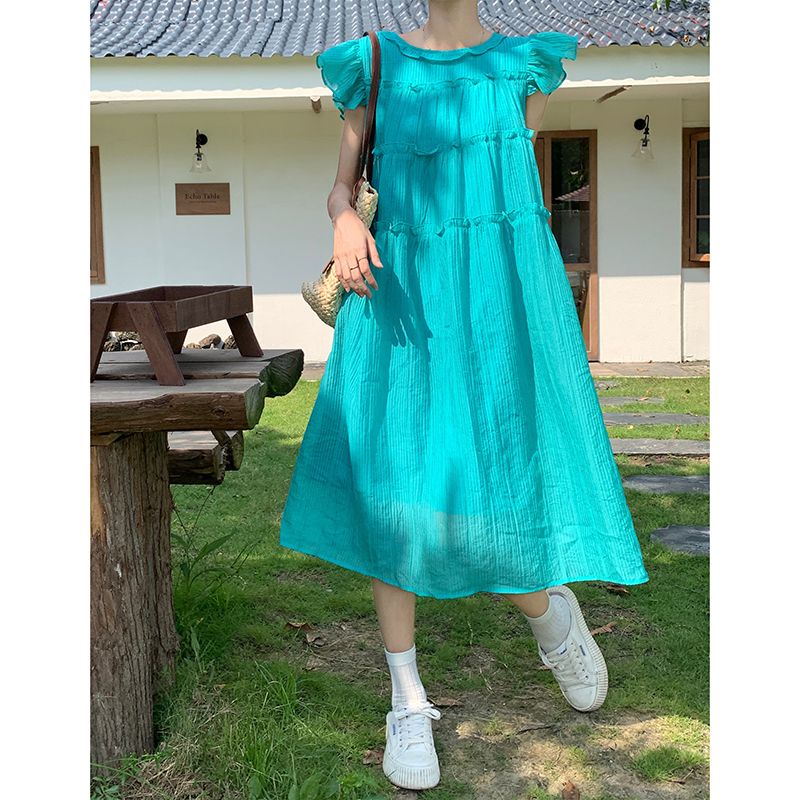 Đầm Dáng Rộng Tay Bay Phong Cách Pháp Thời Trang Mùa Hè Mới Cho Nữ