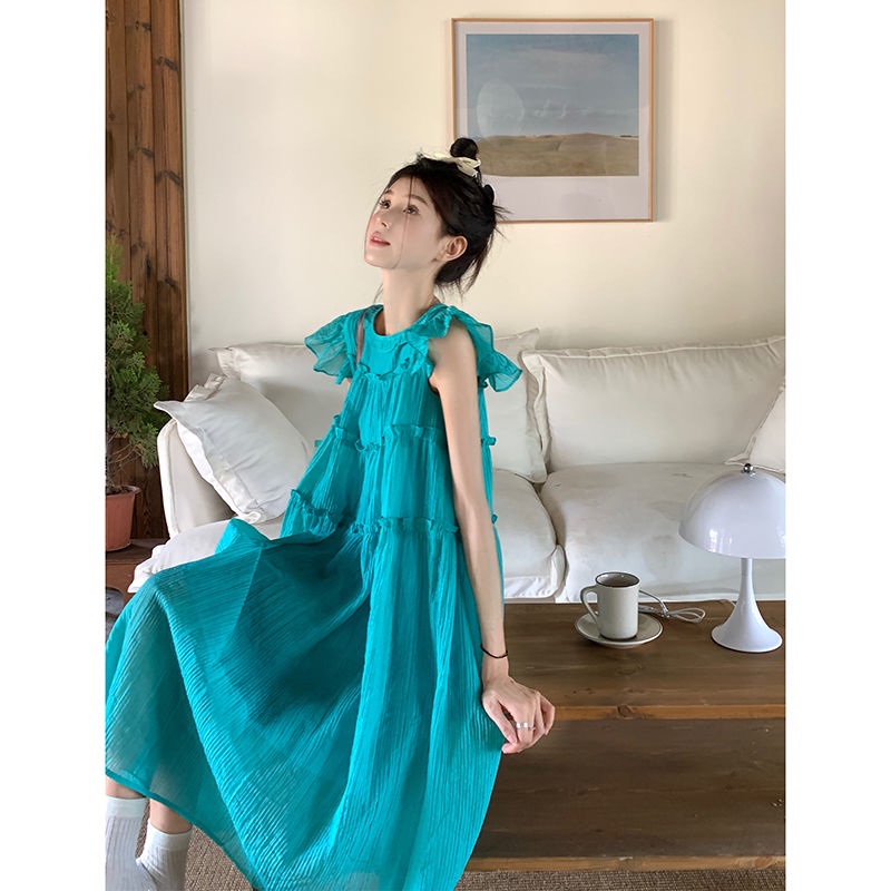 Đầm Dáng Rộng Tay Bay Phong Cách Pháp Thời Trang Mùa Hè Mới Cho Nữ