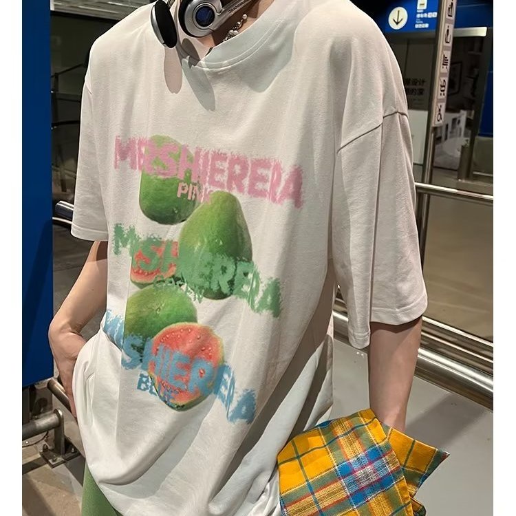 Áo Thun Tay Ngắn Dáng Rộng In Chữ Màu Sắc Ngọt Ngào Thời Trang Mùa Hè Cho Nam Và Nữ